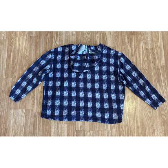 Bianca Nygard Hoodie Purple White Plaid Pullover Lightweight Womens Size XL - Picture 5 of 6